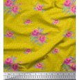 thumbnail image 1 of Soimoi Tissu Popeline de Coton à Imprimé Floral Tourbillon, Feuilles et Roses, Vendu au Yard, 42 Pouces de Large, 1 of 1