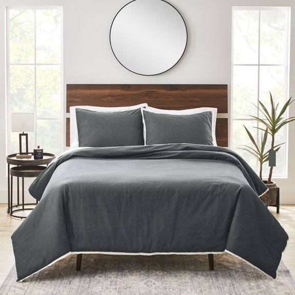 Better Homes & Gardens 3-Piece Soot Grey Linen Duvet Set, Adult King