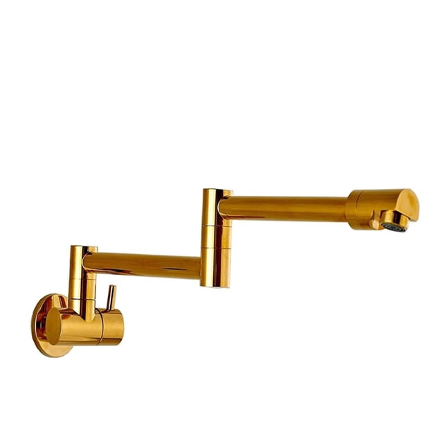 Pot Filler Double Joint Spout Folding Stretchable Swing Arm Wall Brass Kitchen Faucet Single Hole Two Handle Kitchen Sink Faucet ,bar Laundry RV Farmhouse