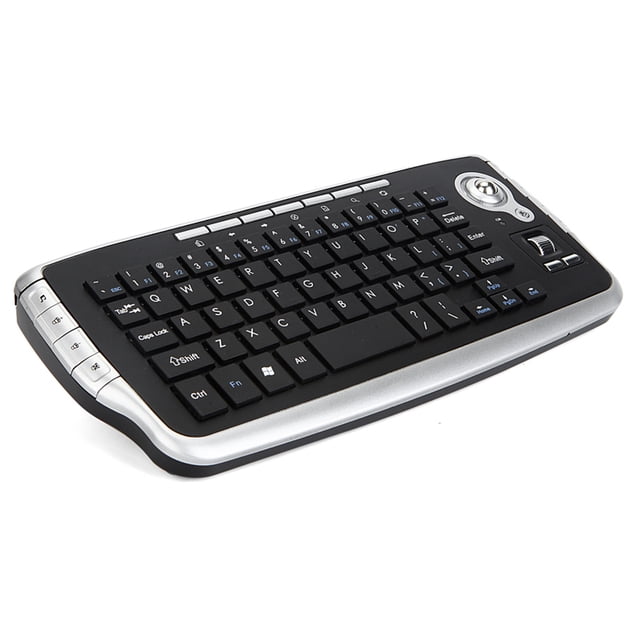 E30 Clavier Sans Fil 2.4Ghz avec Souris Trackball, Molette de Défilement, Télécommande pour Android Télévision Intelligente Pc Notebook Argent