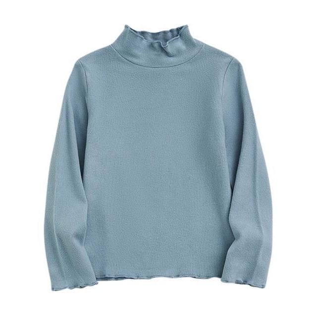 Diufon Hauts à Manches Longues pour Bébé, Col Haut, Ourlet à Volants, Bas de Base, Automne Hiver, Blouse Chaude