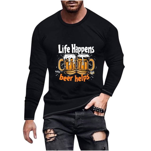 Birdeem Haut Imprimé à la Mode pour Homme avec Col Rond à Manches Longues et Visage Souriant Haut/chemise Imprimé