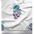 thumbnail image 1 of Soimoi Blue Cotton Poplin Fabric Insect,Leaves & Floral Block Decor Fabric Printed BTY 56 Inch Wide, 1 of 3