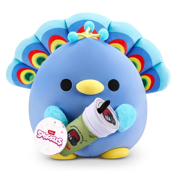 Snackles Peluche série 3 8 pouces sous licence de ZURU (Peacock w/Kung Fu Tea Matcha) de ZURU, Peluche avec licence accessoires Snack Brand