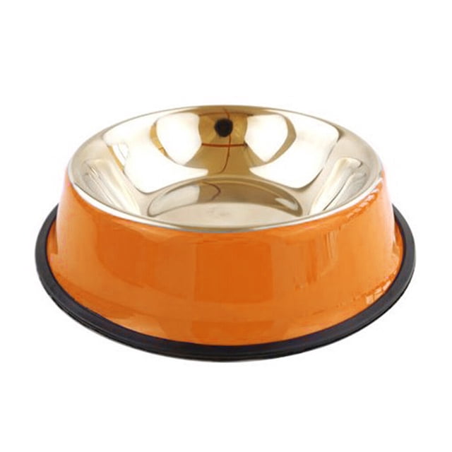 Bol d'Alimentation pour Animaux en Acier Inoxydable Bol d'Alimentation pour Animaux en Acier Antidérapant Non Toxique Résistant à la Chaleur Plat Assiette,30cm,Orange