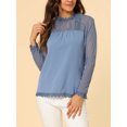 thumbnail image 5 of INSPIRE CHIC Blouses Décontractées pour Femmes à Col Rond en Dentelle Florale à Manches Longues en Chiffon, 5 of 5