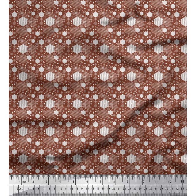 Soimoi Rayon Fabric Hexagon Shirting Print Fabric by The Yard 42 Inch Wide