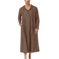 thumbnail image 4 of CEHVOM Ensemble de Robe Musulmane pour Homme Robe Arabe Mi-Longue à Manches Longues à Capuche à Boutons Robe Décontractée Solde, 4 of 8