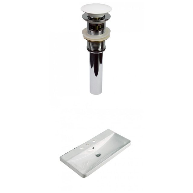 American Imaginations 31.89-in. W 3H8-in. Ceramic Top Set In White Color - Overflow Drain Incl. AI-30776