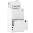 thumbnail image 1 of HOMCOM Classeur Vertical à 2 Tiroirs, Armoire de Classement Cannelée avec Serrure, Blanc, 1 of 7