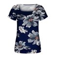 thumbnail image 5 of SMihono Hauts pour Femmes Été Chic Décontracté Mode Femme Imprimé Décontracté Col Rond Manches Courtes T-Shirt Ample Blouse Hauts T-Shirt Oversize pour Femmes, 5 of 5