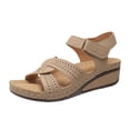 thumbnail image 1 of Penkiiy Sandales Compensées pour Femmes à Plateforme : Été, Bride à la Cheville, Bout Ouvert, Compensées - Sandales Habillées pour Femmes - Sandale Basse de Marche Confortable 37 Beige, 1 of 7
