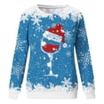 thumbnail image 4 of Besolor Chandail à Col Rond de Noël pour Femmes, Imprimé de Verre de Vin, Manches Longues, Chandails Mode, Hauts Graphiques Flocon de Neige, 4 of 4