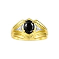 thumbnail image 1 of RYLOS Men's Rings Yellow Gold Plated Silver Rings Classic Designer Style 9X7MM Oval Gemstone &  Diamond Ring Onyx October Birthstone Rings For Men Size 11, 1 of 7