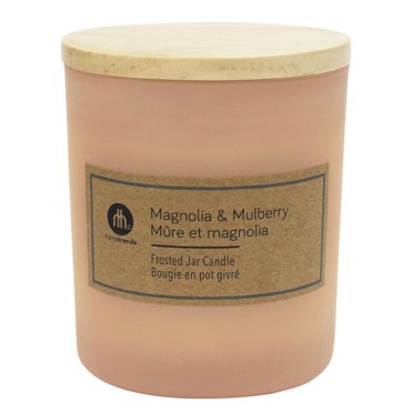 Hometrends 7.5oz MAGNOLIA & MULBERRY Scented Frosted Jar Candle