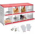 thumbnail image 1 of QinaQin 8-Compartment Galvanized Steel Chicken Nesting Box Featuring Hole Perch and Dot Ventilation Red No Cover, 1 of 7