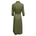 thumbnail image 5 of Fridja Femmes Occasionnels Bandage en Vrac Demi-Manche Solide V-Cou Robe Cheville-Longueur, 5 of 5