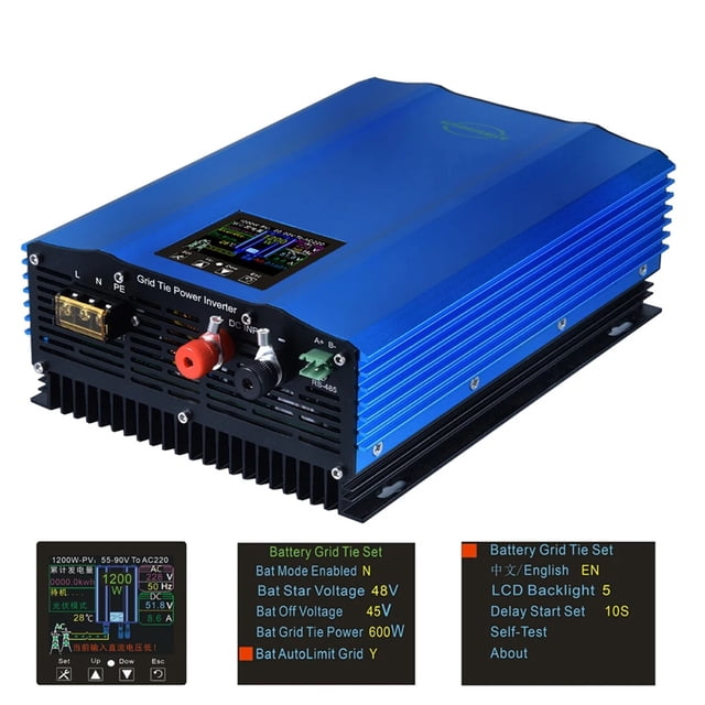 Micro Grid Tie Inverter 1200W with limiter,colorful LCD display Battery Discharge Mode Solar Panel Grid Tie Inverter ,Easy to Use