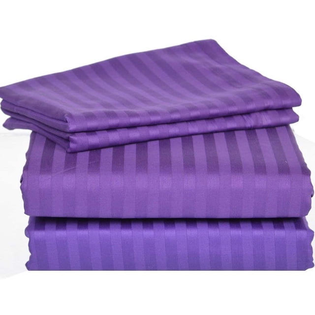 500 Thread Count 4 Piece Quality Sheet Set 21 Inch Deep Pocket 100% Egyptian Cotton Stripe Pattern