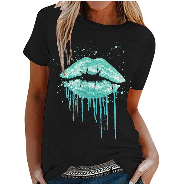 Birdeem T-Shirt Mode Femme Imprimé Col Rond Manches Courtes Blouse Ample