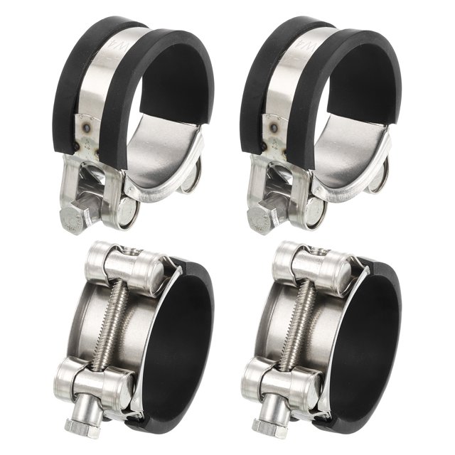 Unique Bargains T-Bolt Hose Clamp 4Pack 44-47mm Rubber Cushion Metal Intake Intercooler Clamps