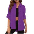 thumbnail image 3 of CEHVOM Casual Femmes Col Rabattu Cou Été Sexy Poche Gradient Solide Régulier Femmes Manches Longues Top Dégagement, 3 of 8