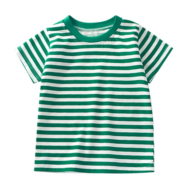 TZEWGL Chemise Décontractée pour Nouveau-Né à Manches Courtes Rayée Couleur Unie Col Rond pour Bébés Taille 6-7T