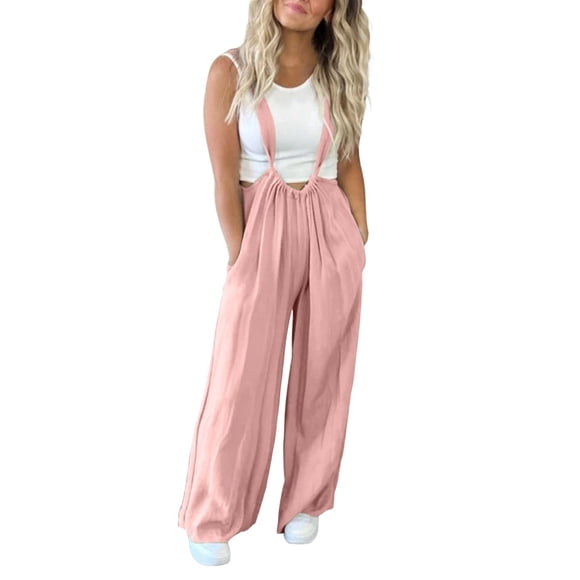 HXWCHs Combinaison à Jambe Fuselée pour Femmes, Décontractée, Sans Manches, à Bretelles, Ajustable, Ample, Combinaison Extensible, Pantalon Long, Barboteuse avec Poches, TTG, Rouge