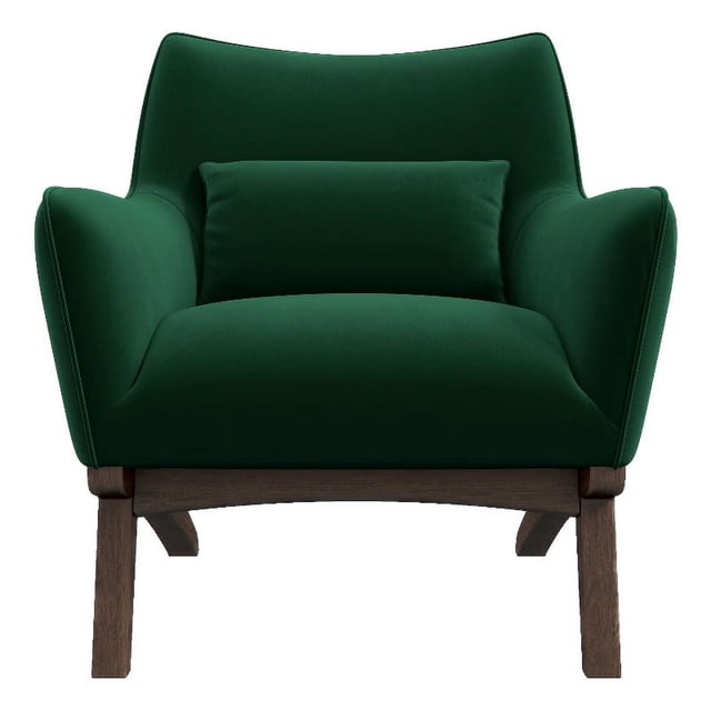 Fauteuil d'Appoint en Velours Vert Style Mobilier Moderne Mi-Siècle Piedmont