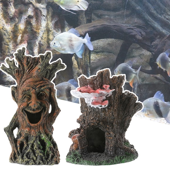 Aofa Aquarium Landscape Tree Stump Rock Hollow Cave Stone for Cichlid Betta Fish Tank Decoration