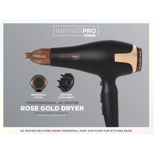Inifintipro par Conair ® 1875 Watt Tourmaline Céramique Professionnel AC Séchoir en or rose moteur