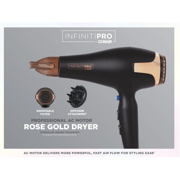 Sèche-cheveux Infinitipro par Conair ®, rose doré, moteur à CA de 1875 Watt