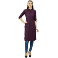 thumbnail image 2 of Phagun Kurti Tunique Unie en Coton Col Mandarin Kurta Blouse Ethnique Décontractée, 2 of 2