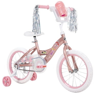 Princesse de Disney par Huffy, 16 pouces, vélo pour les filles avec roues d'entraînement, Or rose