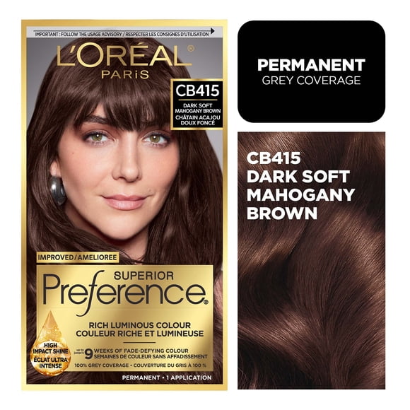 L'Oreal Paris Superior Preference Permanent Hair Color, Oil-in-Gel, Brun acajou doux foncé, 1 boite