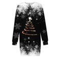 thumbnail image 4 of Kcodviy Robe Chandail de Noël Imprimée pour Femme Midi Robe pour Femme Col Rond Longue Combinaison Robe Midi Manche Ample Sans Capuche Robe Décontractée D, 4 of 5