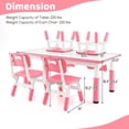 thumbnail image 3 of Gymax Kids Height Adjustable Table and 4 Chairs Set with Graffiti Desktop Pink, 3 of 10