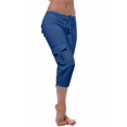 thumbnail image 3 of Capri Pants for Women Plus Size Side Pockets Cargo Pants Elastic Drawstring Casual Cropped Pants, 3 of 5