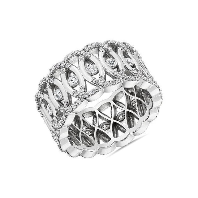 Bague d'Éternité de Mariée Magnifique en Or Blanc Massif 18K, 1,00 Carat, Taille Ronde Excellente, Diamond Naturel, Taille 5 pour Mariée