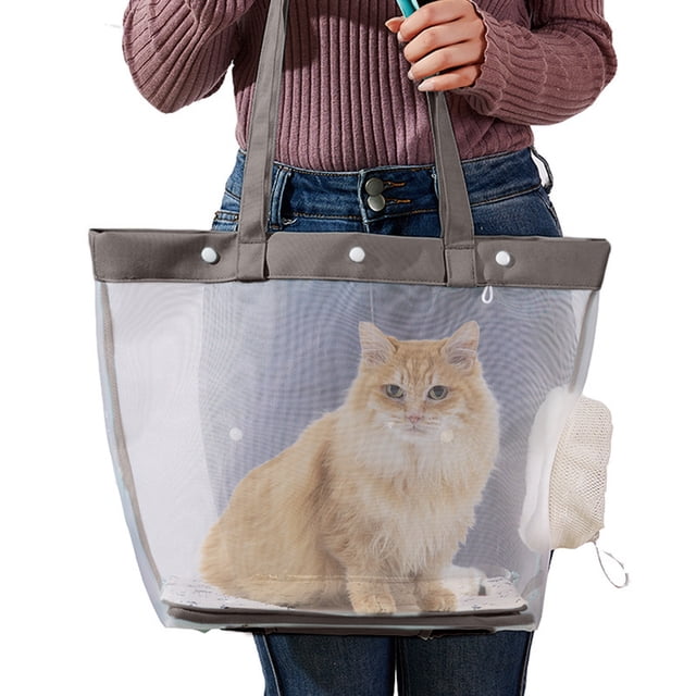 Tyidzon Transparent Nylon Mesh Cats Bag Portable Pet Bag Foldable Handheld Cats Bag
