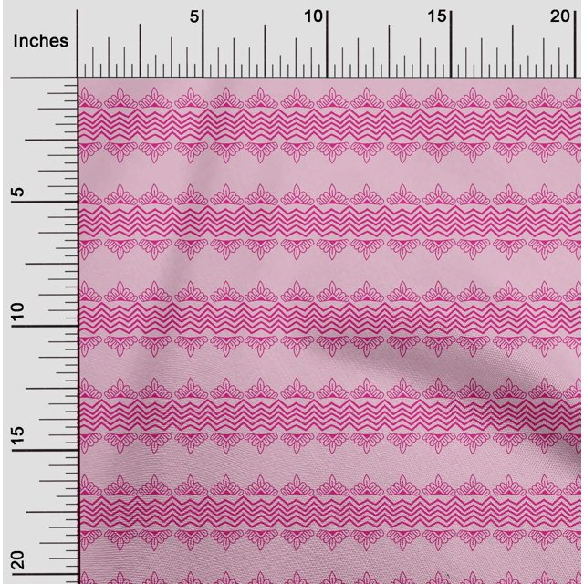 oneOone Cotton Poplin Fabric Floral & Chevron Block Print Sewing Fabric BTY 56 Inch Wide
