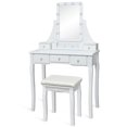 thumbnail image 1 of Patiojoy LED Vanity Table Makeup Dresser Desk w/ Drawers & Cushioned Stool White, 1 of 10