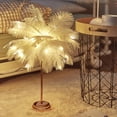 thumbnail image 4 of UsRHHA Feather Table Lamp Battery Operated LED, Bedside Night Light for Bedroom Living Room Party Wedding Centerpiece, Decorative Ambient Lamp, 4 of 7