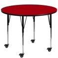 thumbnail image 1 of Mobile 48'' Round Red Thermal Laminate Activity Table - Standard Height Adjustable Legs, 1 of 3