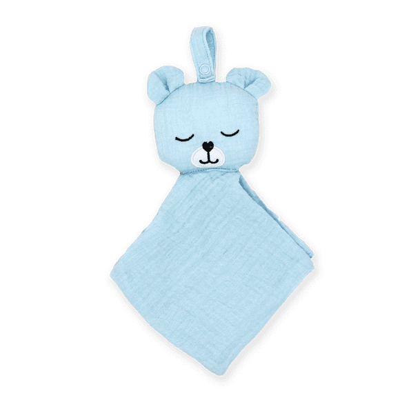 Blue Bear Muslin Security Pacifier Holder