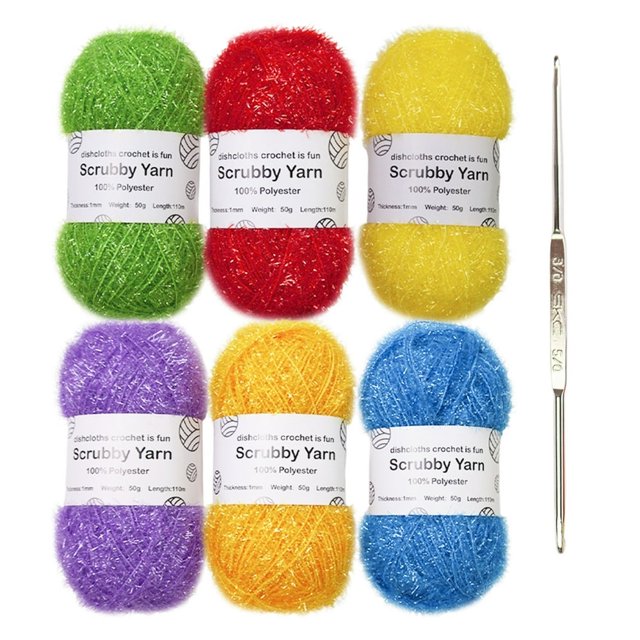 HLONK Fil à Récurer Scintillant pour Vaisselle pour Lavettes Crochet Fait Main Fil à Récurer