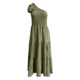 thumbnail image 4 of Kcodviy Robe Midi Décontractée d'Été 2025 pour Femme, une Épaule, Sans Manches, Smockée, Robes Extensibles pour Femme, Taille Élastique, Robe Midi à Étages pour Femme, Robe d'Été, 4 of 4