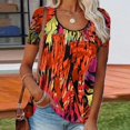thumbnail image 2 of Pompotops Mode Femmes O-Cou Impression en Vrac Casual Manches Courtes T-shirt Tops, 2 of 6