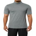 thumbnail image 1 of T-Shirt à Col Montant pour Homme à Manches Courtes, Chandail de Base, Tricot de Corps Extensible, Haut Léger, 1 of 6