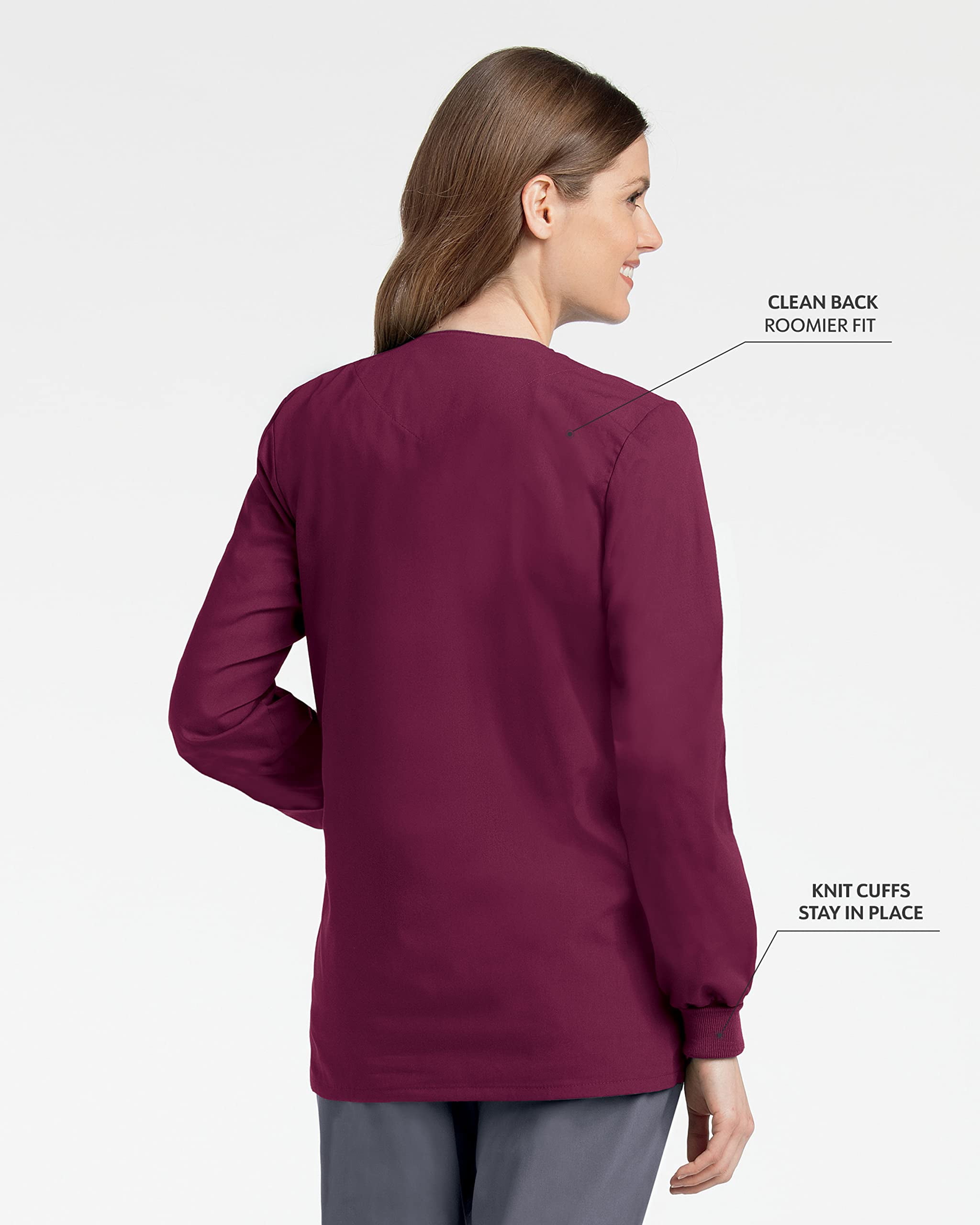 Landau Essentials Veste d'Uniforme Médicale pour Femmes, Coupe Classique et Décontractée, Col Rond, 4 Poches